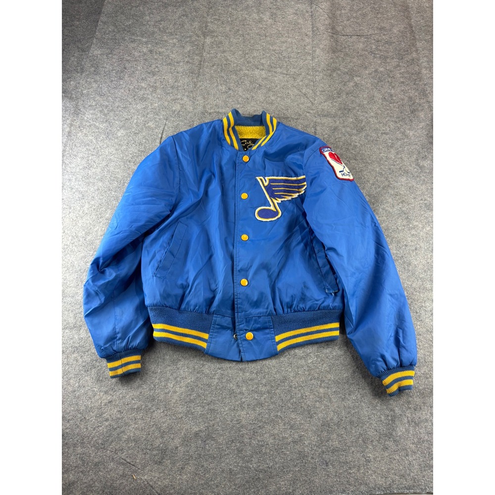 Vintage Cal Craft St Louis Blues Hockey Jacket Blue Bomber Made in USA Large